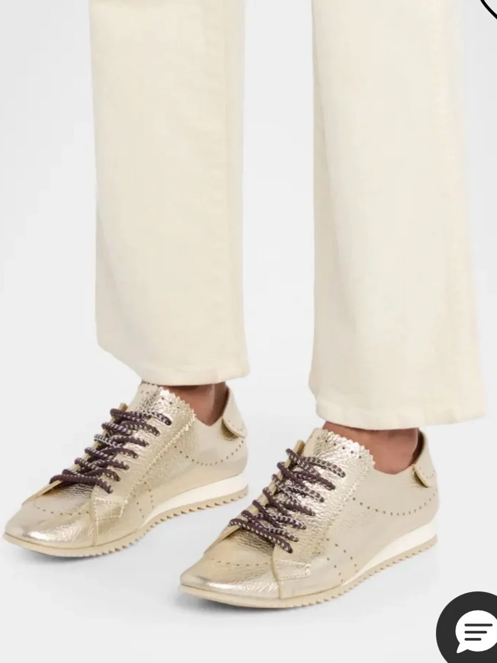 Pedro Garcia Metallic Gold Low-Profile Lace-Up Sneaker sizes 38
